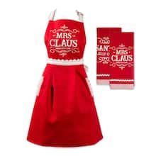 Mrs Claus Kitchen, Red And White Kitchen, Santa And Mrs Claus, Towel Apron, Christmas Apron, Chef Kitchen, Christmas Kitchen Decor, Linen Store, Holiday Kitchen