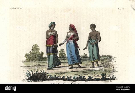 Download this stock image: Costume of the women of the Kingdom of Kongo (Congo). Handcoloured copperplate engraving by Antonio Sasso from Giulio Ferrario's Ancient and Modern Costumes of all the Peoples of the World, Florence, Italy, 1843. - 2A82J1W from Alamy's library of millions of high resolution stock photos, illustrations and vectors. Ancient Mali, Kingdom Of Kongo, Empire Clothing, Modern Costumes, A3 Poster, Old Paintings, African History, Large Picture Frames, People Of The World