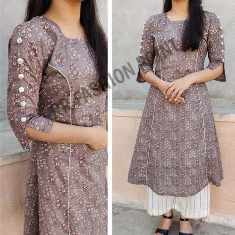 Neck And Sleeves Designs For Suits, Long Sleeves Design For Kurtis, Different Sleeves Pattern For Kurti, Prince Cut Kurti Designs, Dress Neck Designs For Stitching, Stitching Ideas For Kurtis, New Sleeves Design For Kurtis, New Kurta Design, Long Gown Design