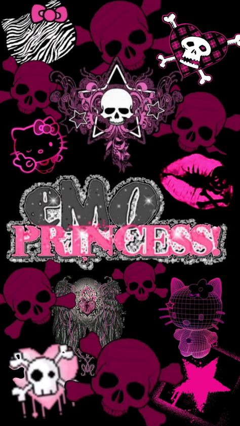 pink and black wallpaper Emo Hello Kitty Wallpaper, Emo Princess Aesthetic, Pink Goth Aesthetic Wallpaper, Emo Hello Kitty, Pink Goth Aesthetic, Goth Aesthetic Wallpaper, Pink And Black Wallpaper, Y2k Scene, Emo Princess