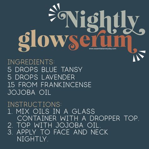 Find out how I make mine! Home Facials, Natural Face Serum, Diy Serum, Essential Oils For Face, Essential Oil Beauty, Diy Glow, Glow Serum, Blue Tansy, Oil Gifts