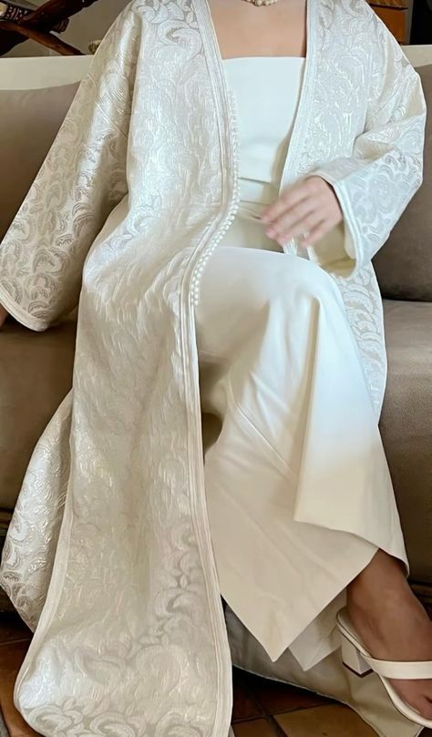 Summer Abaya Outfits, Moroccan Kimono, Moroccan Abaya, Moroccan Outfit, Wedding Abaya, Morrocan Fashion, Moroccan Kaftan Dress, Moroccan Clothing, Style Marocain