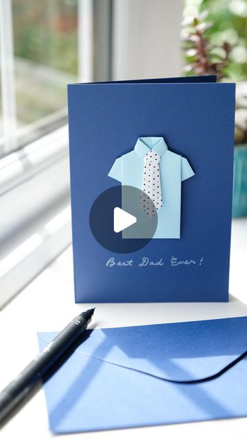 Jw Cards Ideas, Paste Paper, Shirt And Tie, Blue Card, Fun Projects, Step Guide, Creative Ideas, Pop Up