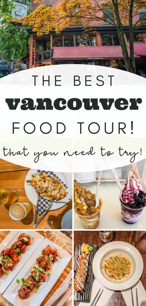 So excited to try this food tour! Everything sounds so delicious and the best way to mix things up! If you are looking for what to do in Vancouver / what to eat in vancouver, then you NEED to read this! Travel Vancouver, Vancouver Vacation, Vancouver Food, Vibrant Food, Canada Food, Vancouver Travel, True Food, Food Tour, Now Foods