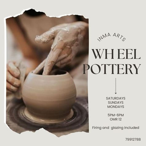 Join us for a hands on experience with the pottery wheel ,where you will learn wheel throwing,shaping clay and crafting unique ceramic pieces. #inmaarts #ceramics #omanart #artspace #studioman Wheel Throwing, Ceramic Pieces, Pottery Wheel, Unique Ceramics, Space Art, Join Us, Hands On, Wheel, Ceramics