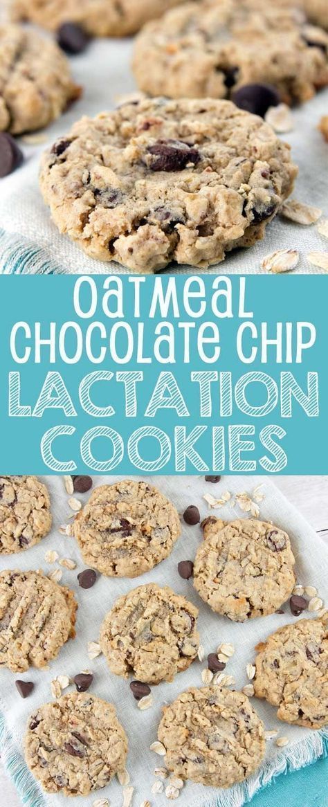 Cookies Oatmeal Chocolate Chip, Breastfeeding Cookies, Cookies Oatmeal, Lactation Cookies Recipe, Pregnancy Snacks, Breastfeeding Snacks, Breastfeeding Foods, Lactation Recipes, Oatmeal Chocolate Chip