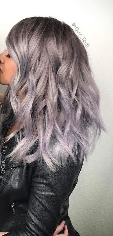 Ash Blonde Balayage With Purple, Silver Purple Hair Balayage, Opal Blonde Hair, Purple Roots Blonde Hair, Icy Purple Blonde Hair, Lavender Ash Hair, Blonde And Lilac Hair, Lavender Gray Hair, Blonde Hair With Purple Underneath