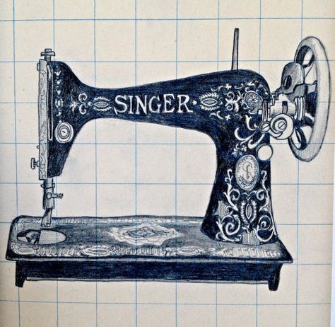 Possible tattoo idea: Singer sewing machine Sewing Machine Tattoo, Sewing Machine Drawing, Sewing Tattoos, Sewing Machines Best, Diy Sewing Table, Stick N Poke, Machine Tattoo, Sewing Courses, Old Sewing Machines