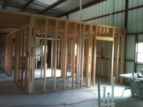 barndominium+interior+pictures | Interior Framing Barndominium Interior Walls, Metal Building Homes Cost, Barndominium Kitchen, Shed House Ideas, Barndominium Interior, Metal Building Home, Barndominium Plans, Barn Interior, Interior Pictures