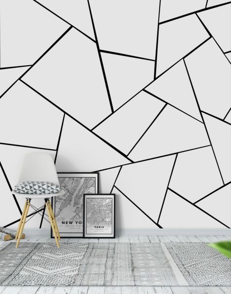 Glam Wallpaper, Geometric Wall Paint, White Wall Paint, Diy Wall Painting, 1 Wallpaper, Room Wall Painting, Bedroom Wall Designs, Wall Painting Decor, Wall Murals Painted