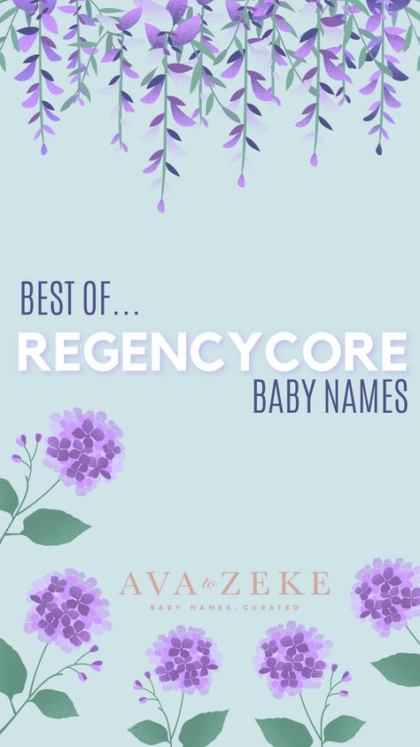 Inspired by the works of Jane Austen and the colorful drama of Bridgerton, Regencycore is a new aesthetic that has taken hold of the style world, including that of baby names. Check out our list of our favorite regencycore baby names at our blog! #janeausten #bridgerton #regencycore #regency #regencycoreaesthetic #babynames #babygirlnames #babyboynames #uniquebabynames Jane Austen Names, Bridgerton Baby Names, Regency Era Names, Regency Core Aesthetic, Regency Names, Bridgerton Name, Regencycore Aesthetic, Regency Era Aesthetic, Old Testament Names