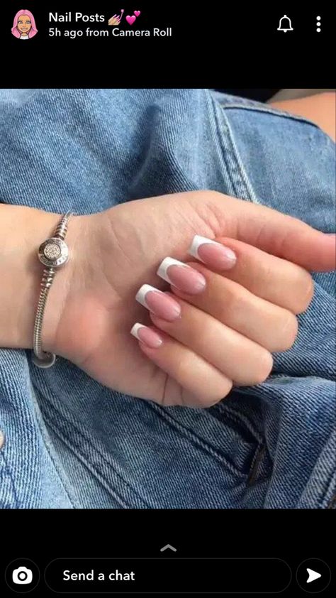 Short French, Nagel Tips, Edgy Nails, Smink Inspiration, French Tip Acrylic Nails, French Acrylic Nails, Fall Acrylic Nails, Summer Acrylic Nails, Square Acrylic Nails