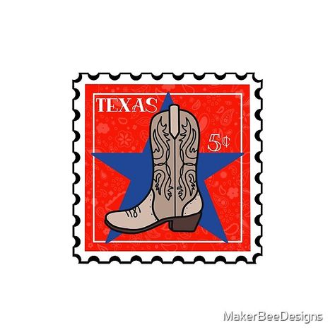 Texas Stamp by MakerBeeDesigns | Redbubble Texas Stamp, Apartment Prints, Texas Symbols, Texas Aesthetic, Bee Designs, Vintage Western Wear, Bee Design, Postal Stamps, Dog Mat