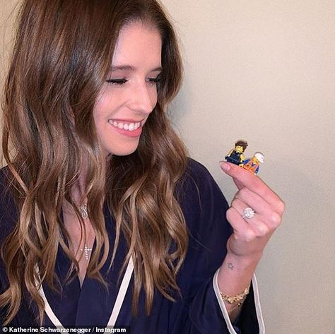 Impressive: Katherine Schwarzenegger impressed her followers over the weekend, when she shared a post dedicated to her fiancé Chris Pratt, as she flashed her engagement ring Katherine Schwarzenegger Wedding, Ready For Marriage, Katherine Schwarzenegger, Three Stone Diamond Ring, Engagement Celebration, Celebrity Engagement Rings, Modern Engagement Rings, Cushion Cut Engagement Ring, Three Stone Diamond