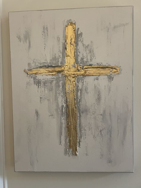 Diy Cross Painting, Diy Christian Canvas Art, Easy Cross Paintings On Canvas, Acrylic Cross Painting, Christian Textured Art, Religious Paintings Easy, Easy Christian Painting, Cross Paintings On Canvas, Christian Paintings On Canvas Easy