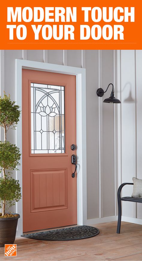 White Front Doors, Behr Red Front Door Paint Colors, Rustic Exterior Doors The Home Depot, Mid Century Front Door Lowe's, Stained Glass Door The Home Depot, Red Exterior Doors The Home Depot, Exterior Door Colors, Shop Door, Interior Paint Colors Schemes