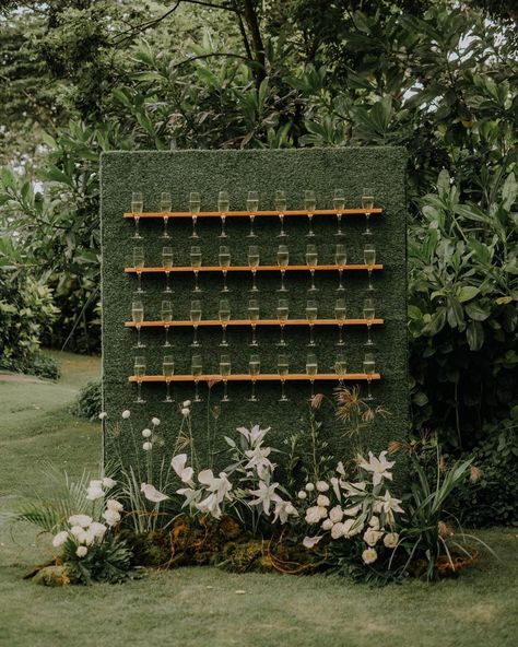 A champagne wall is a convenient way to store a large number of beverages in an eye-catching way. As guests filter into the venue, they can… | Instagram Flower Champagne Wall, Flower Mannequin, Champagne Wall Wedding, Champagne Event, Party Rental Ideas, Drink Wall, Pizza Catering, Large Wedding Venues, Rental Ideas