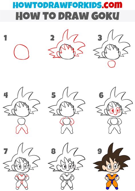 How To Draw Emotes, Easy Dbz Drawings, Goku Easy Drawing, How To Draw Goku Step By Step, Goku Drawing Easy Step By Step, Sonic Drawings Easy Step By Step, Goku Hair, How To Draw Goku, Draw Goku