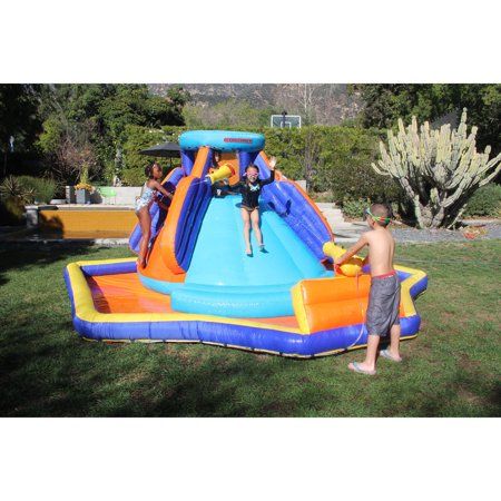 Water Party Ideas, Backyard Slide, Water Slide Rentals, Water Birthday, Splash Party, Party Ideas For Kids, Backyard Adventure, Inflatable Bounce House, Splash Pool