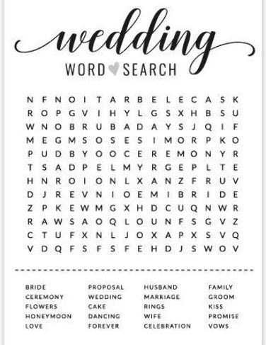 Free Printable Bridal Shower Games, Wedding Word Search, Bridal Shower Question Game, Shower Games Wedding, Bridal Shower Decorations Elegant, Bridal Shower Questions, Wedding Party Games, Wedding Games For Guests, Bridal Party Games