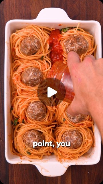 Josh Elkin on Instagram: "Only thing better than a plate of Spaghetti and Meatballs is when it’s baked in a casserole dish.

INGREDIENTS & RECIPE

INGREDIENTS
1 package of spaghetti
8 italian meatballs (1 pound rolled into 2 oz balls)
1 jar of marinara sauce
1 cup fresh basil
2 cups mozzarella cheese
1 cup grated parmesan cheese

Step 1
Boil pasta for 7 minutes. Drain and place in a frying pan on low heat. Hadd 3/4 of the sauce and mix well.
Step 2
Add 1/2 the mozzarella cheese and half the parmesan cheese and mix well. Then chope the basil and mix into the pasta.
Step 3
Using a pasta fork, create nests and place them inside a casserole dish. Create 8 nets, and then add the meat balls inside.
Step 4
Add the remaining sauce to the borders and in the middle of each best. Cover with remaining Plate Of Spaghetti, Josh Elkin, Pasta Bakes, Pasta Fork, Italian Favorites, Italian Meatballs, Spaghetti And Meatballs, 7 Minutes, Recipe Ingredients