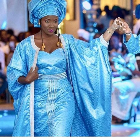 Fitted Blue Agbada For Traditional Ceremonies, Elegant Fitted Agbada For Traditional Ceremonies, African Clothing Women, Bazin Dress, Senegalese Styles, Dress African, African Fashion Women Clothing, African Traditional Dresses, African Print Dresses