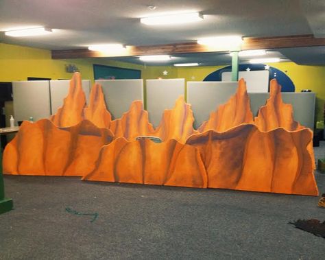 Desert Stage Design, Mountain Stage Design, Shipwreck Vbs, Vbs Diy, Monumental Vbs, Theater Tech, Vbs Decorations, Lion King Jr, Mount Of Olives