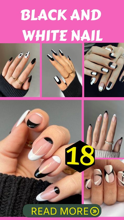 Unleash Your Creativity: Captivating Black and White Nail 21 Ideas Black And White Nail Art Simple, Black And White Dip Nails, Cute Black And White Nail Ideas, Black Geometric Nails, Black And White Short Nails, Black And White Nail Design, White Short Nails, Nail Colors And Designs, Mix Match Nails