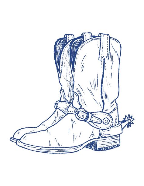 Cowboy Boots Drawing Reference, Cowboy Boots Cartoon, Cowboy Boot Drawing, Cowgirl Drawing, Cowboy Boot Art, Western Sketches, Cowboy Boots Art, Cowboy Boots Drawing, Cowboy Drawing