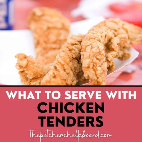 What to serve with chicken tenders. Healthy side dishes for chicken tenders. Low-carb, easy recipes, and what sauces to serve with chicken tenders Healthy Side Dishes For Chicken, Chicken Tenders Dinner, Easy Chicken Tenders, Buffalo Cauliflower Recipes, Buffalo Chicken Tenders, Sides For Chicken, Roasted Sprouts, Kitchen Chalkboard, Side Dishes For Chicken