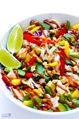 Rainbow Thai Chicken Salad | gimmesomeoven.com #glutenfree Chicken Salad Ingredients, Thai Chicken Salad, Dinner Meal, Chicken Salad Recipe, Cooking Chicken To Shred, Thai Chicken, Chicken Salad Recipes, Rotisserie Chicken, Meal Plans