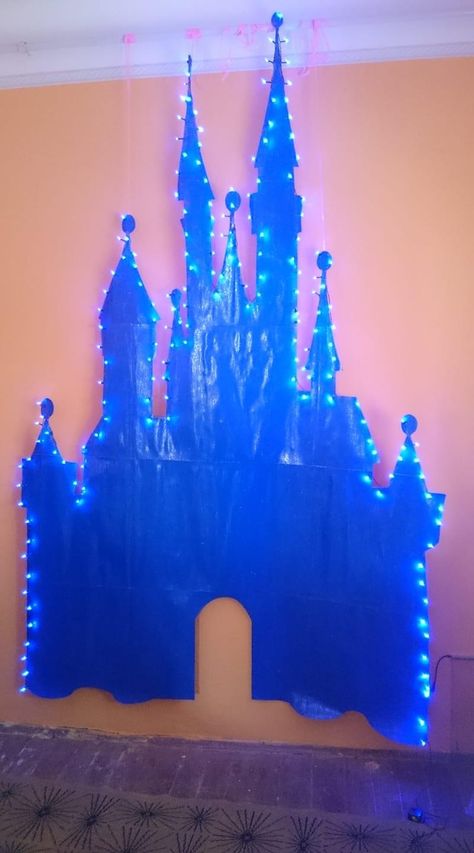 Disney Castle Door Decorations Classroom, Disney Concert Decorations, Disney Props Diy, Disney Castle Cardboard Cutout, Disney Dance Decorations, Cinderella Stage Design, Disney Float Ideas, Disney Dance Theme, Disney Prom Theme