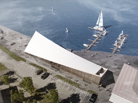 yacht club rastvorgroup yevpatoria designboom Sailing Club Architecture, Club Architecture, Waterfront Architecture, Marine Museum, Water Architecture, Rowing Club, Wood And Concrete, Hotel Plan, Architecture Model Making