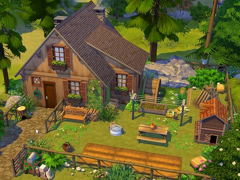 Sims Legacy Challenge, Black Forest House, Sims 4 Cottage, Sims 4 Houses Layout, Rustic Tiny House, Die Sims 4, Sims 4 House Plans, Sims 4 House Building, Sims 4 House Design