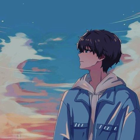 Blue Profile Picture Anime, Lofi Anime Pfp, Anime Profile Picture Aesthetic, Cool Anime Characters, Blue Anime Aesthetic, Remember To Smile, Photo Manga, Boy Sketch, Anime Classroom