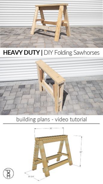 Build Sawhorse Diy, Sawhorses Diy How To Build, Folding Sawhorse Plans, Free Plans For Wood Projects, Diy Sawhorse, Sawhorse Plans, Saw Horse Diy, Officine In Garage, Folding Sawhorse