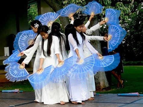 Vietnam Folk Dance Vietnamese Fan Dance, Vietnam Music, Vietnam Honeymoon, Vietnamese Culture, Fan Dance, Vietnam Tours, Lion Dance, Shall We Dance, Traditional Dance