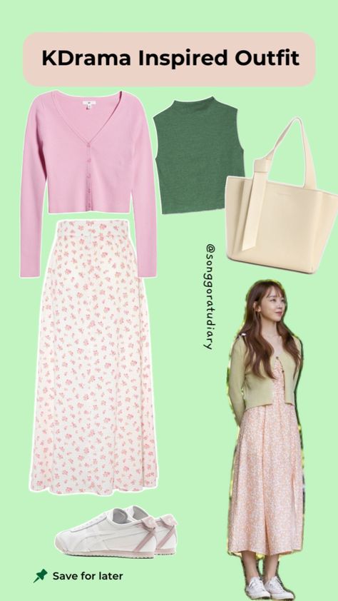 Ban Ji Eum Shin Hye Sun See You in My 19th Life KDrama Inspired Outfit In My 19th Life Kdrama, 19th Life Kdrama, My 19th Life Kdrama, Shin Hye Sun, Korean Ootd, Skirt Ootd, Shin Hye-sun, Outfit Cardigan, Korean Dress