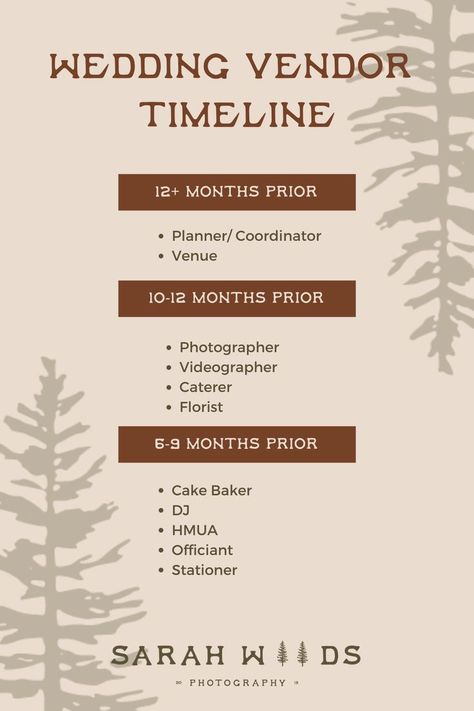 Wedding vendor timeline and which wedding vendors to book first when planning your wedding. Wedding Tips For Vendors, Sarah Wood, Woods Photography, Couple Wedding Rings, Wedding Vendor, Newly Engaged, Put A Ring On It, Wedding Book, Plan Your Wedding