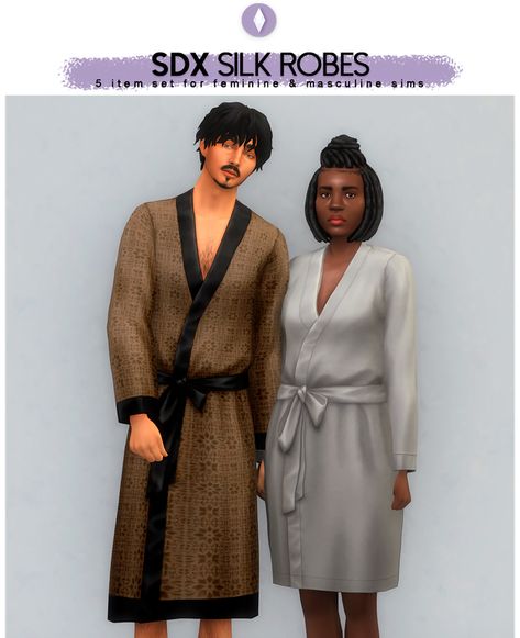 SDX Silk Robes | nucrests on Patreon Ts4 Patreon, Money Clothes, Silk Robes, Sims 4 Mm Cc, Tumblr Sims 4, Free Sims, Sims 4 Dresses, Sims 4 Mm, Sims 4 Cc Packs