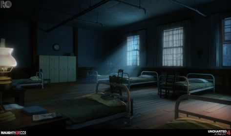 ArtStation - Uncharted 4: Orphanage part 1, Rogelio Olguin Annie Play, Environment Artist, Composition Board, Uncharted 4, Anime Places, Kids Living Rooms, Victorian Bedroom, Group Project, Bedroom Images