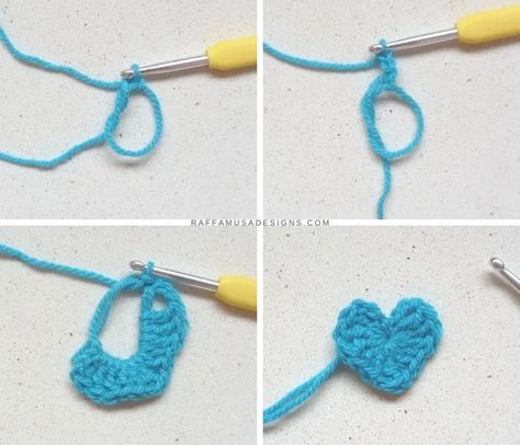 How to Crochet a Quick & Easy Small Heart Applique • Free Pattern How To Understand Crochet Patterns, Woobles Crochet Pattern Free, Free Crochet Heart Pattern, Crochet Appliques Free Pattern, Crochet Hearts Pattern Free, Crochet Heart Pattern Free, Free Heart Crochet Pattern, Crochet Dreams, Crochet Applique Patterns Free