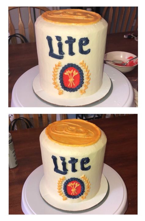 Miller Light Cake, Miller Lite Birthday Cake, Miller Lite Tattoo, Miller Lite Cake, Miller Lite Party, Miller Lite Beer Poster, Beer Can Cakes, Lite Beer, Miller Lite