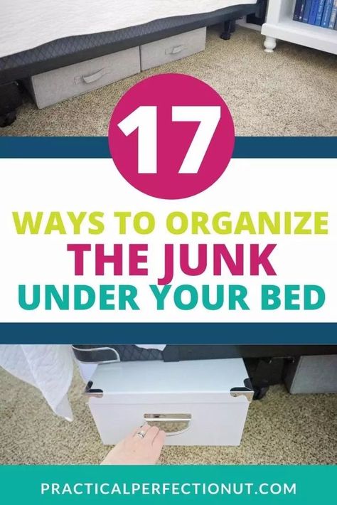 Your bed is a place for relaxation and comfort. It's also the easiest way to store things under your bed! So get ready for some decluttering with these 17 ways to organize under your bed. Just put all those junk items in one pile, take photos, then sort them into groups and finally throw away or donate what you don't need anymore! Organize Bedside Table, Ways To Store Clothes, Organizing Hacks Dollar Stores, Old Dresser Drawers, Organization Hacks Diy, How To Organize Your Closet, Ideas For Organizing, Free Printables Organization, Cleaning Advice