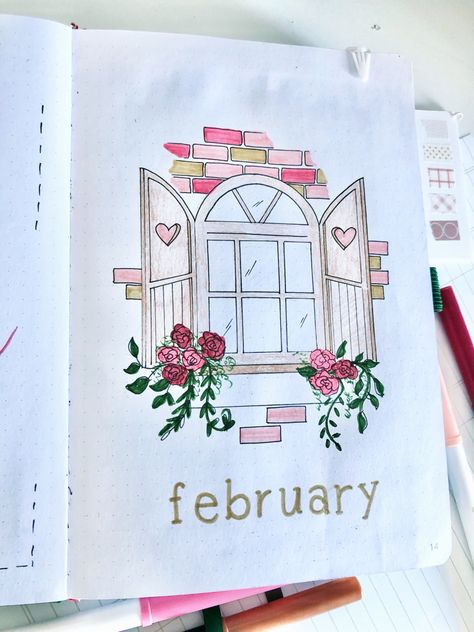 December Aesthetic Journal, February Journal Cover Page, February Aesthetic Drawing, February Reading Journal, Name Journal Ideas, Book Journal Title Page Ideas, 2024 Reading Journal Cover Page, Welcome Journal Page, Journal Ideas August