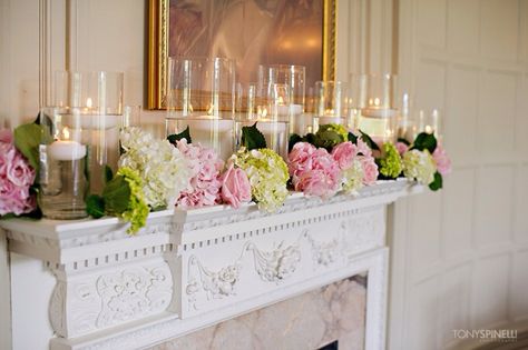 Wedding mantel decor ideas Candles Mantle, Mantle Candles, Wedding Fireplace, Easter Mantle, Spring Mantle, The Mantle, Engagement Party Decorations, Fireplace Mantel, Mantel Decorations