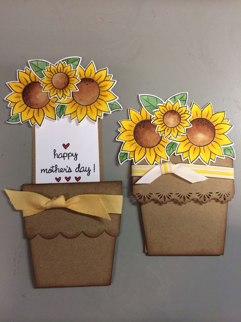 Friendship Day Cards, Flower Pot Card, Mothers Day Cards Craft, Birthday Cards For Mother, Birthday Card Sayings, Sunflower Cards, Card Making Videos, Pinterest Diy Crafts, Diy Paper Crafts Decoration