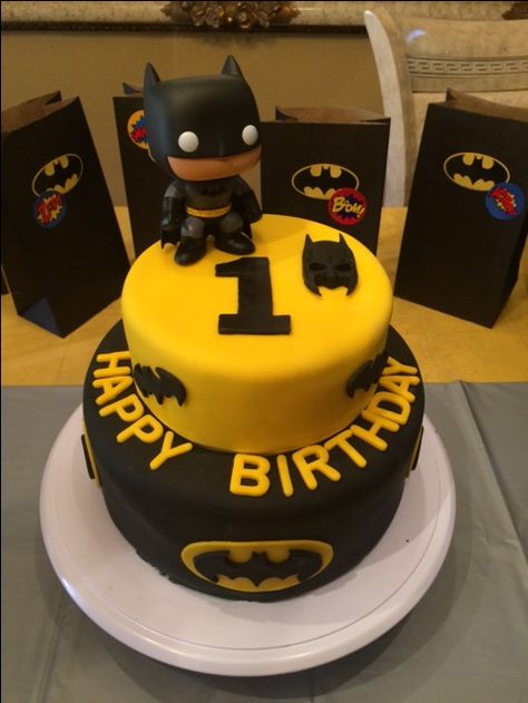 Black and Yellow Batman Birthday Cake Black And Yellow Cake Ideas, Batman 1st Birthday Party, Batman Birthday Cakes, Cars Birthday Cake, Baby First Birthday Cake, Bat Man, Mens Birthday Party, Batman Birthday, Birthday Cakes For Men