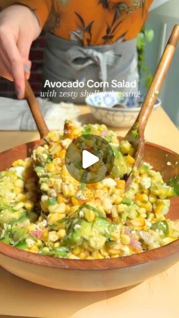 Meidterranean Diet Plan 🇺🇸 on Instagram: "🫒🥘 Fiesta Avocado Corn Salad with Shallot Dressing.  🙏 Thank you: @dishingouthealth   💁‍♀️ With this Mediterranean Avocado Corn Salad, you only need: ✅️ Spending only 15 MINUTES to prepare ✅️ The calorie content of this dish is only 325 calories. 🥳 Therefore, you can save a lot of cooking time while also losing weight and achieving a slim figure.  💁‍♀️ Type "Salad" If you Want to Get More Recipes from @mediterraneandiet_guide  👉 Follow @mediterraneandiet_guide to Get More Below 15 MINUTES Recipes.  💝 Ingredients  ▢5 ears of corn, husked ▢4 Tbsp. extra-virgin olive oil, divided ▢3 Tbsp. rice vinegar ▢2 Tbsp. mayonnaise ▢1 grated garlic clove ▢3/4 tsp. ground sumac (sub paprika) ▢3/4 tsp. kosher salt, divided ▢1/2 tsp. black pepper, divided Salted Pumpkin Seeds, Avocado Corn Salad, Avocado Tortilla, Corn Avocado Salad, Cilantro Lime Dressing, Toasted Pumpkin Seeds, Cotija Cheese, Summer Side Dishes, Garlic Clove