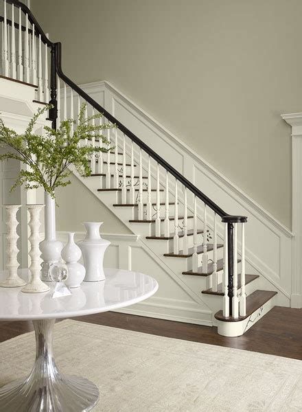 Best 5 Stairs Color Paint #stairs #stairsdesign #design #ideas Clay Beige Benjamin Moore, Neutral Paint Colors Benjamin Moore, Hallway Paint, Benjamin Moore Gray, Best White Paint, Stair Case, Painted Stairs, Neutral Paint Colors, Paint Colors Benjamin Moore